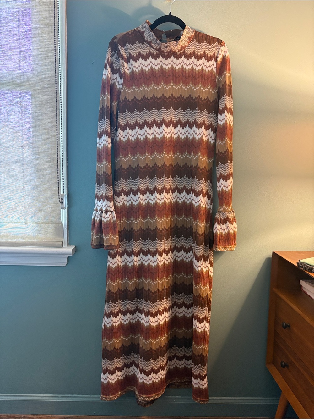 En Saison Chevron Maxi Dress in Brown and Cream